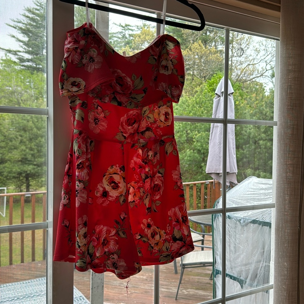 Pink floral romper